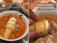 Foodies had mixed feelings about a viral video of ramen soup with ice cream