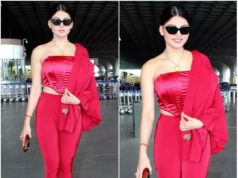 Urvashi Rautela Giving Red Chilli Vibes In This Red Corset Dress As She Gets Clicked By The Shutterbugs At The Airport
