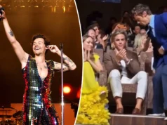 During his most recent show, Harry Styles made fun of “spitting” on Chris Pine in Venice.