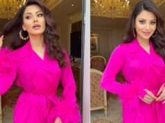 Urvashi Rautela Radiates Charm in Elegant Silk Feather Fuchsia Pink Dress, that will make you drool over her candid clicks