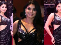 Urvashi Rautela Stuns in a Black Shimmer Saree at the Pre-release Event of BRO-The Avtar Alongside Megastar Pawan Kalyan Showers Praises for the actress