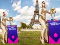 Urvashi Rautela Makes History by Unveiling the Cricket World Cup 2023 Trophy in Front of the Eiffel Tower In France