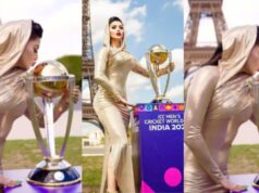 Urvashi Rautela Kisses ICC Cricket World Cup Trophy In Paris At Eiffel Tower Says, “Kiss on your behalf “