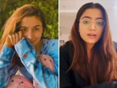 A rather awkward hug between Alia Bhatt and Rashmika Mandana at the screening of Animal.