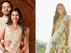 Radhika Merchant’s repeats the lehenga she wore as a bridesmaid at a friend’s wedding.